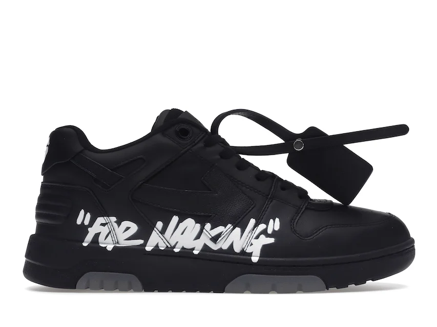 OFF-WHITE Out Of Office OOO "For Walking" Low Tops Black White (SS22) 0