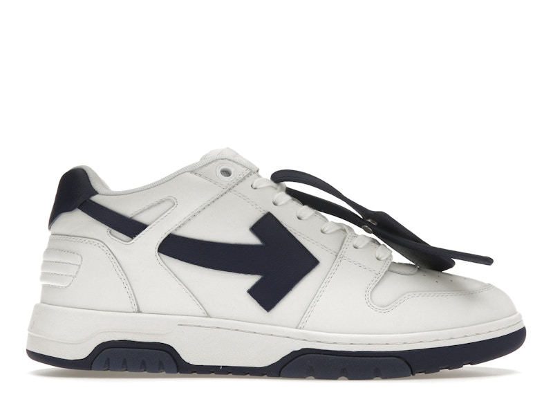 OFFWHITE Out Of Office OOO Low Tops White White Navy Blue Homme