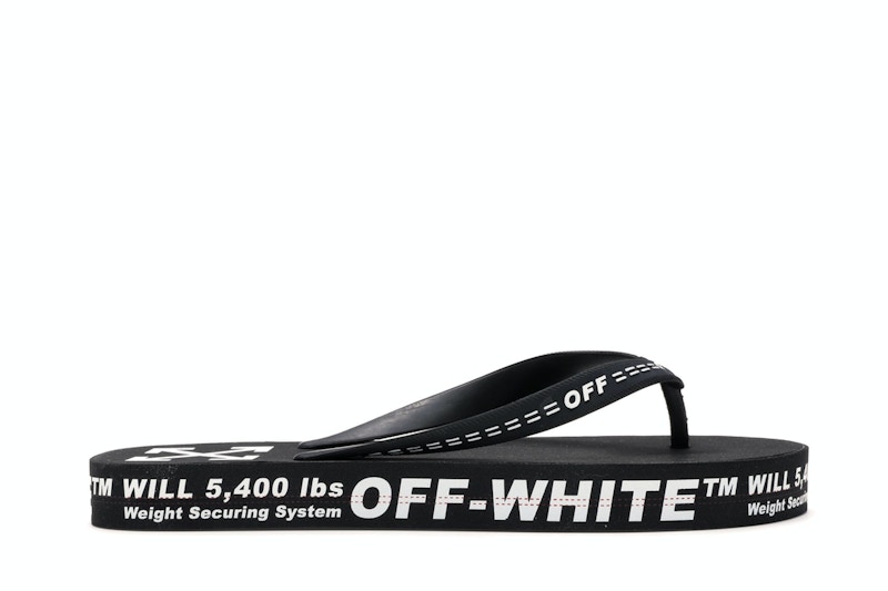 Off White Logo Typographic Flip Flop Black SS20 Men s