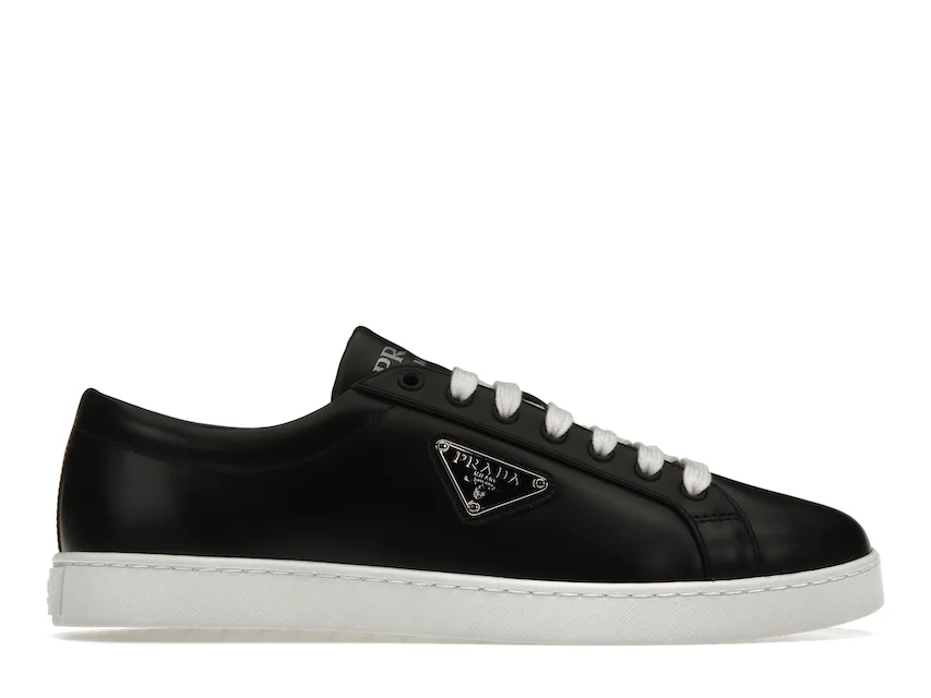 Prada Brushed Sneakers Leather Black Black White 0