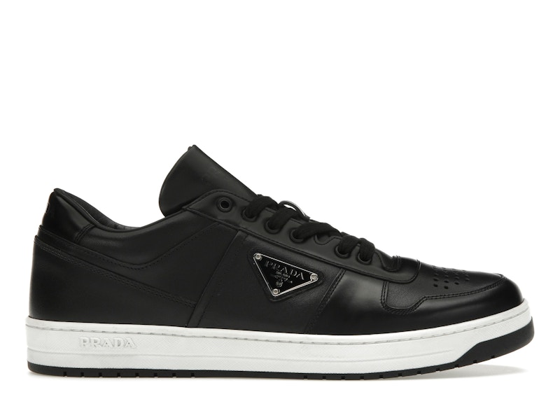 Prada Downtown Scarpe Da Ginnastica Basse In Pelle Nero Nero Bianco Uomo 2EE364 3LJ6 F0002 IT
