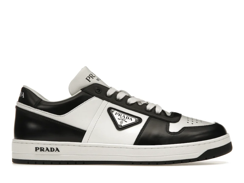 Prada Downtown Low Top Sneakers Leather White Black 0