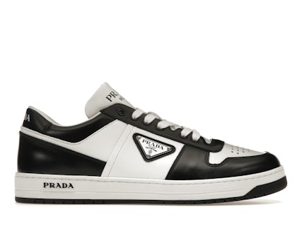 Zapatillas Prada Downtown Low Top Cuero Blanco Negro Hombre