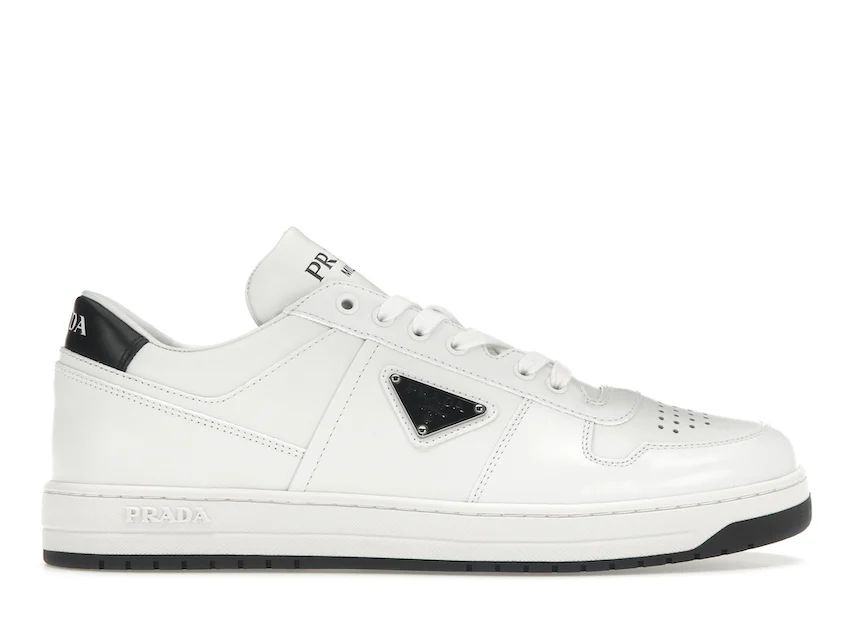 Prada Downtown Low Top Sneakers Leather White White Black 0