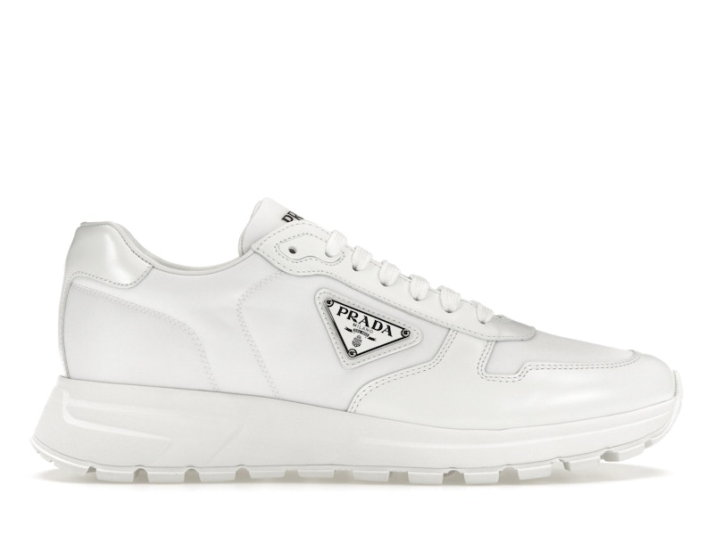 Prada PRAX 01 Sneaker Re Nylon Geburstetes Leder WeiB WeiB Herren 2EE369 3LF5 F0009 F G000 DE
