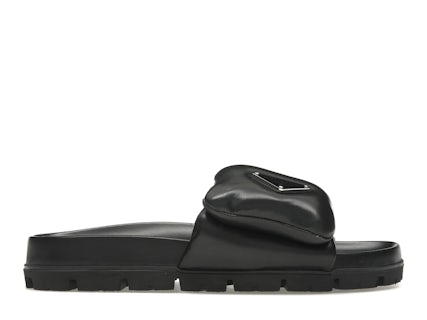 Prada Soft Padded 20mm Slide Sandal Black Nappa Leather