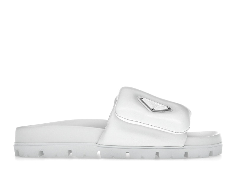 Prada Soft Padded 20mm Slide Sandal White Nappa Leather