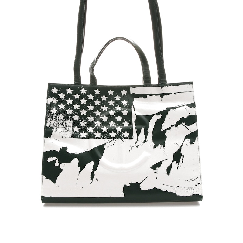 Telfar Flag Bag Medium Green White in Vegan Leather with Silver tone US