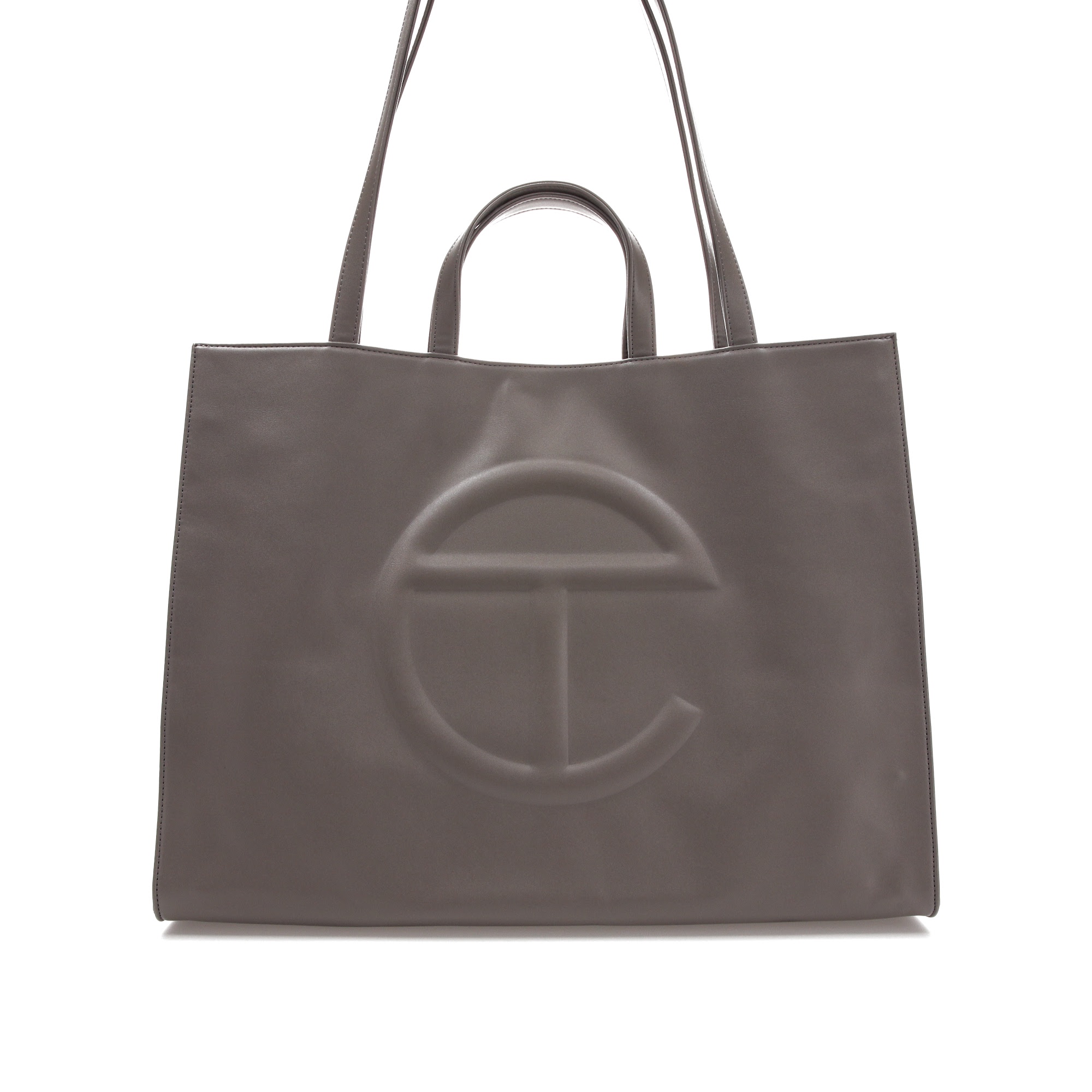 Telfar Shopping Bag Large Grey in Vegan Leather with Silver-tone - JP