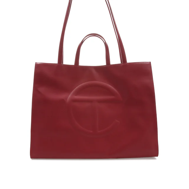 Telfar Shopping Bag Large Oxblood in Vegan Leather with Silver-tone - US