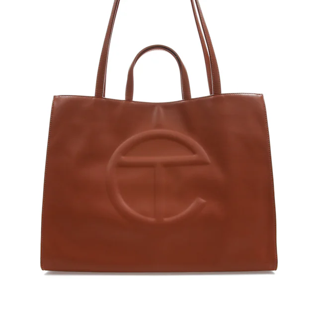 Telfar Shopping Bag Large Tan in Vegan Leather with Silver-tone - US