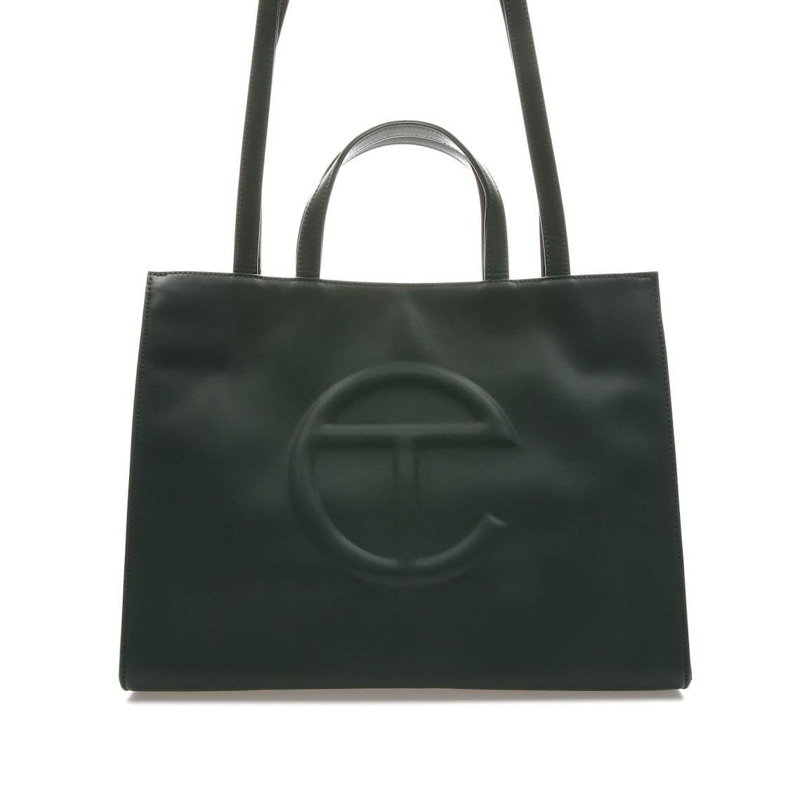 Telfar Shopping Bag Medium Dark Olive in Vegan Leather with Silver-tone ...