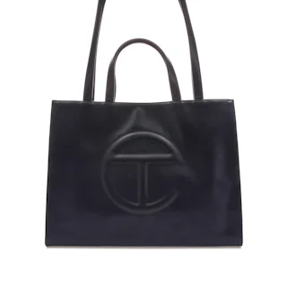Telfar Shopping Bag Medium Navy in Vegan Leather with Silver-tone - US