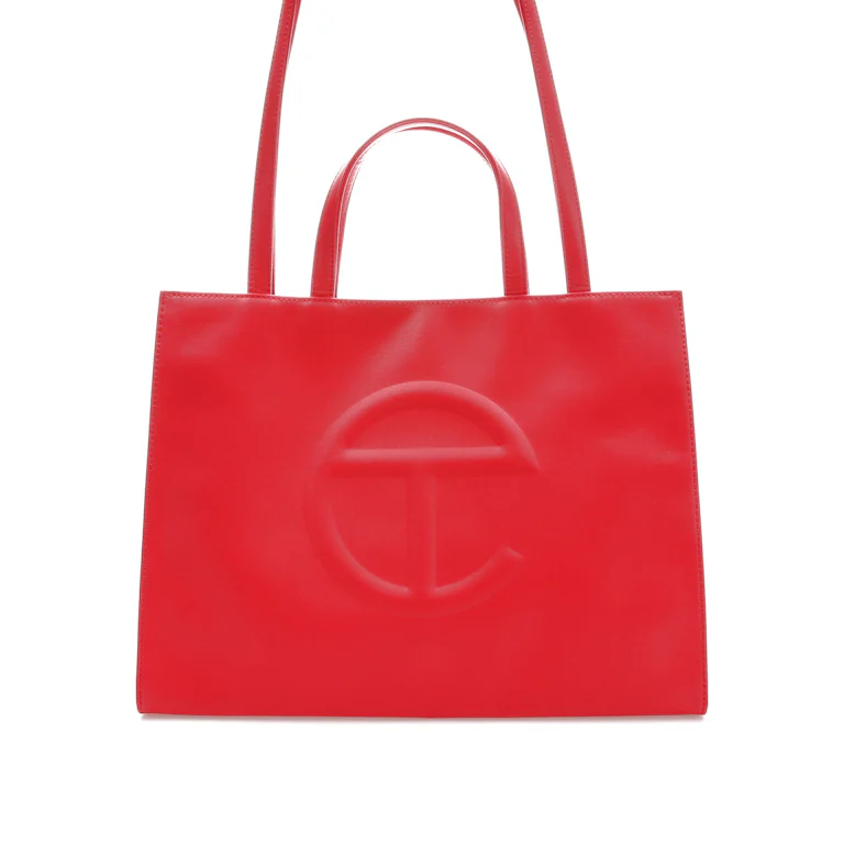 Telfar Shopping Bag Medium Red in Vegan Leather with Silver-tone - US