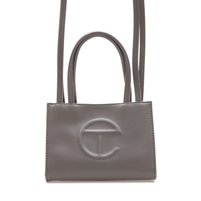 Telfar Shopping Bag Small Grey in Vegan Leather with Silver-tone - US