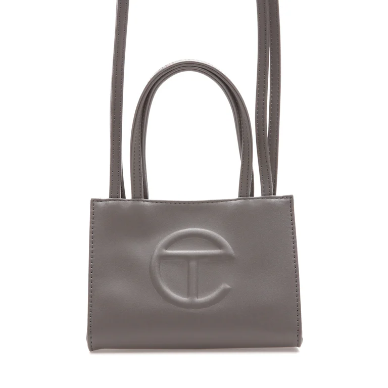Telfar Shopping Bag Small Grey in Vegan Leather with Silver-tone - US