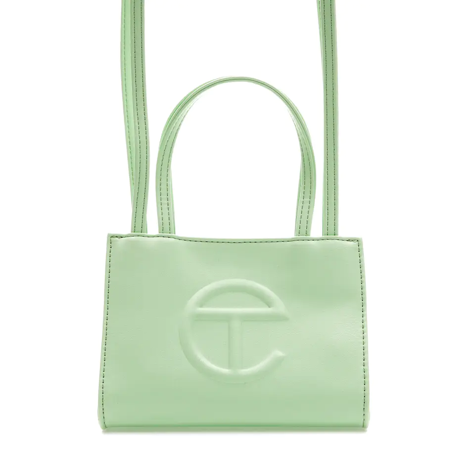 Telfar Shopping Bag Small Double Mint in Vegan Leather with Silver-tone ...