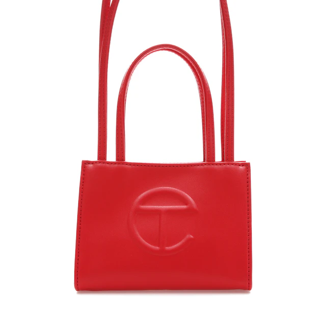 Telfar Shopping Bag Small Red in Vegan Leather with Silver-tone - CA