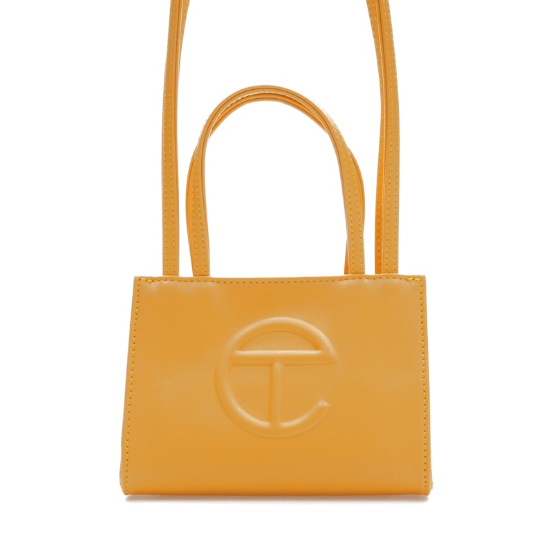 Telfar Shopping Bag Small Yellow in Vegan Leather with Silver tone