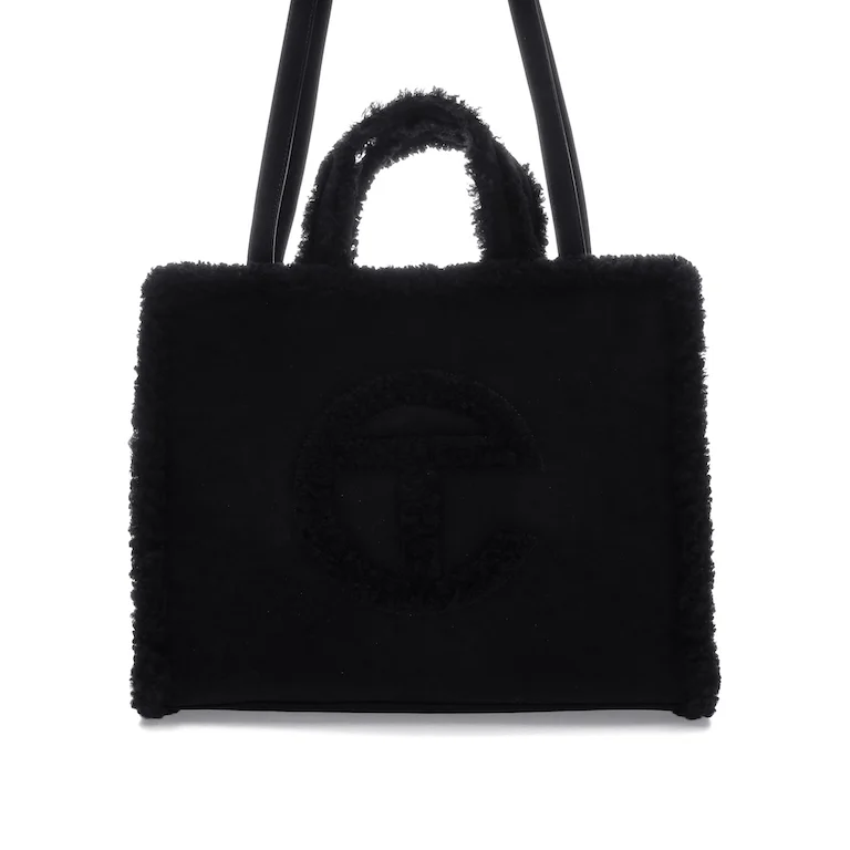 Telfar x UGG Shopping Bag Medium Black in Shearling/Leather - US