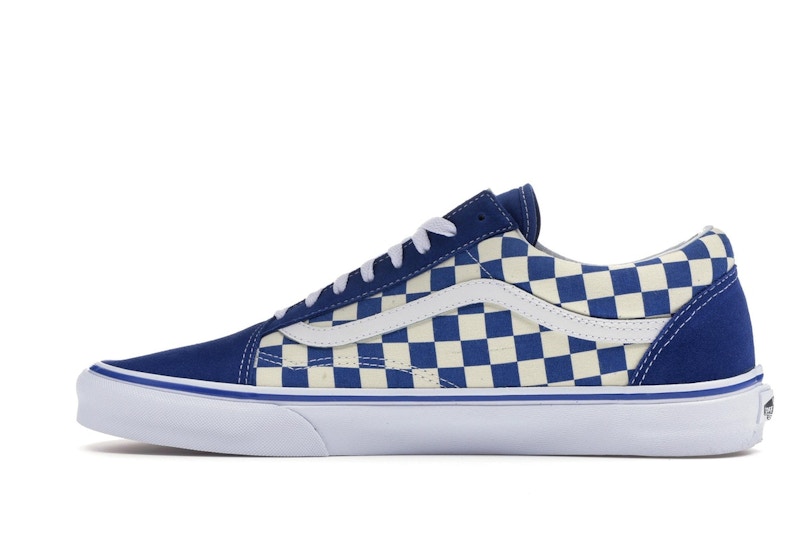 checkerboard vans blue