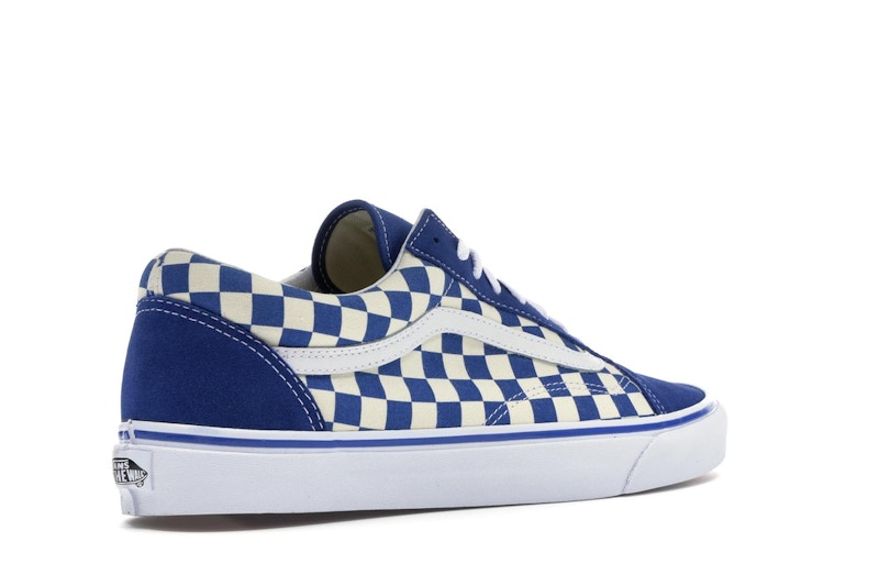 checkerboard vans blue