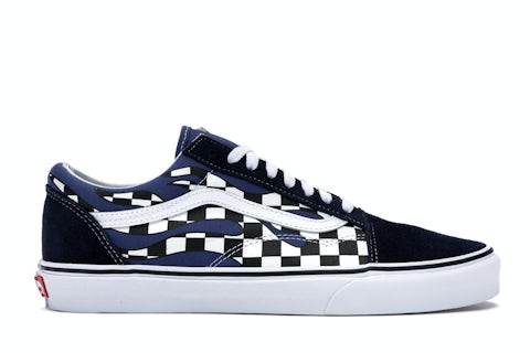 Old Skool Blue Checkered Vans Boys Sneakers Checkerboard Slip