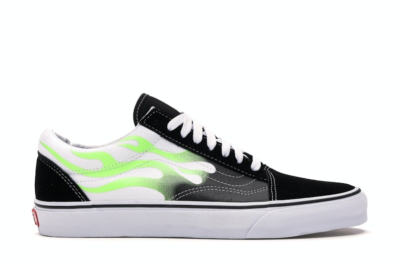 Black and on sale white flame vans