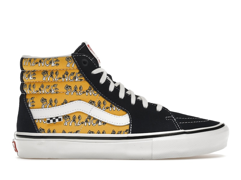 Vans sk8 hi top black and yellow