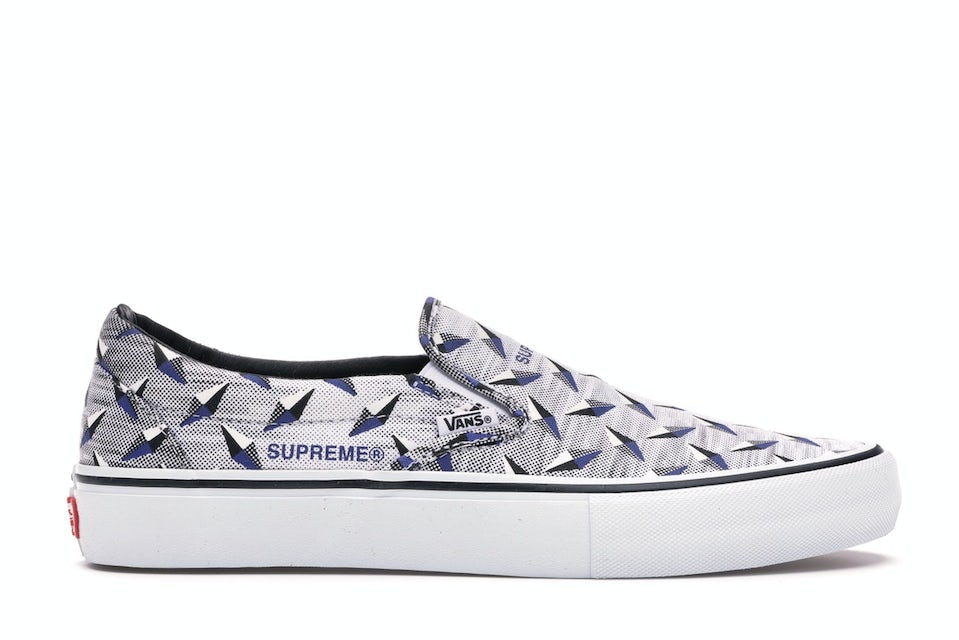 Vans Supreme x Classic Slip-On Pro 'Diamond Plate White' Mens Sneakers - Size 8.5