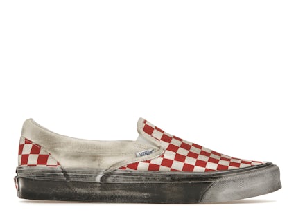 Vans Vault UA OG Classic Slip-On LX Stressed Red Checkerboard