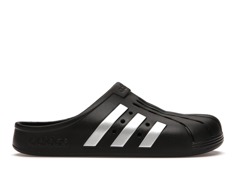 ADIDAS ADILETTE CLOG MENS 8/ WOMENS 9 BLACK/SILVER SLIDES