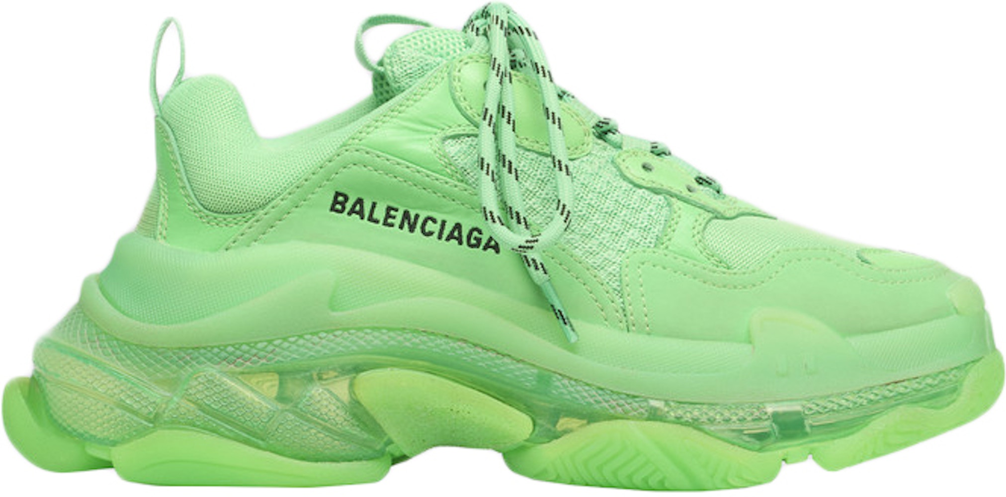 Balenciaga Triple S Soft Neon Green Clear Sole - 541624W2CF13801