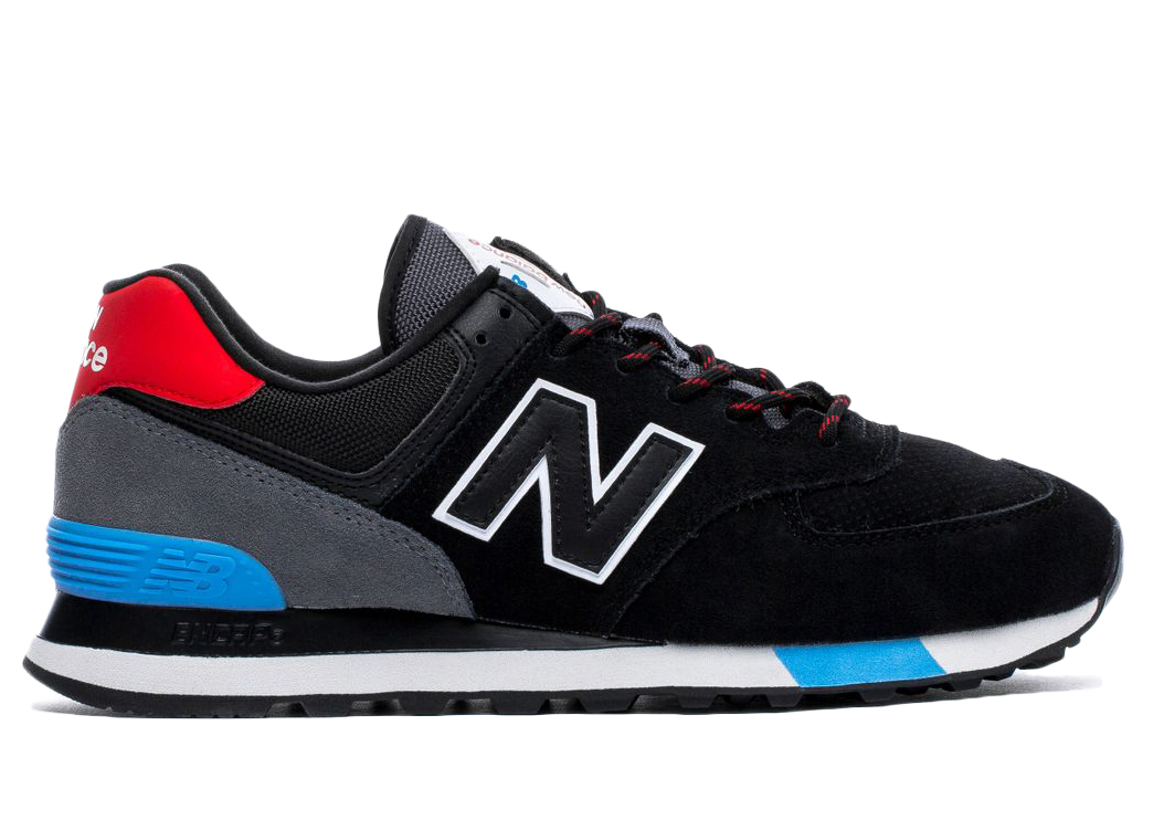 red and black new balance 574
