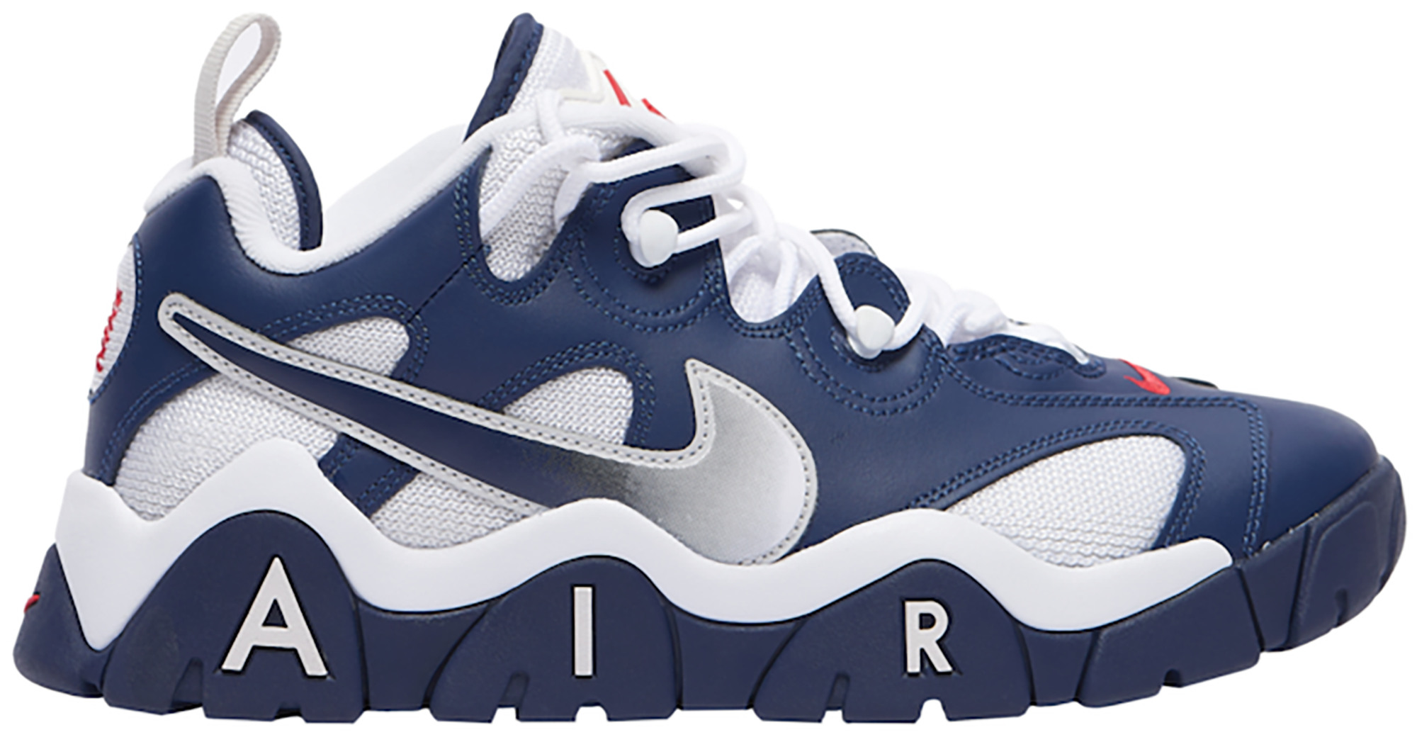 nike air barrage navy blue and white