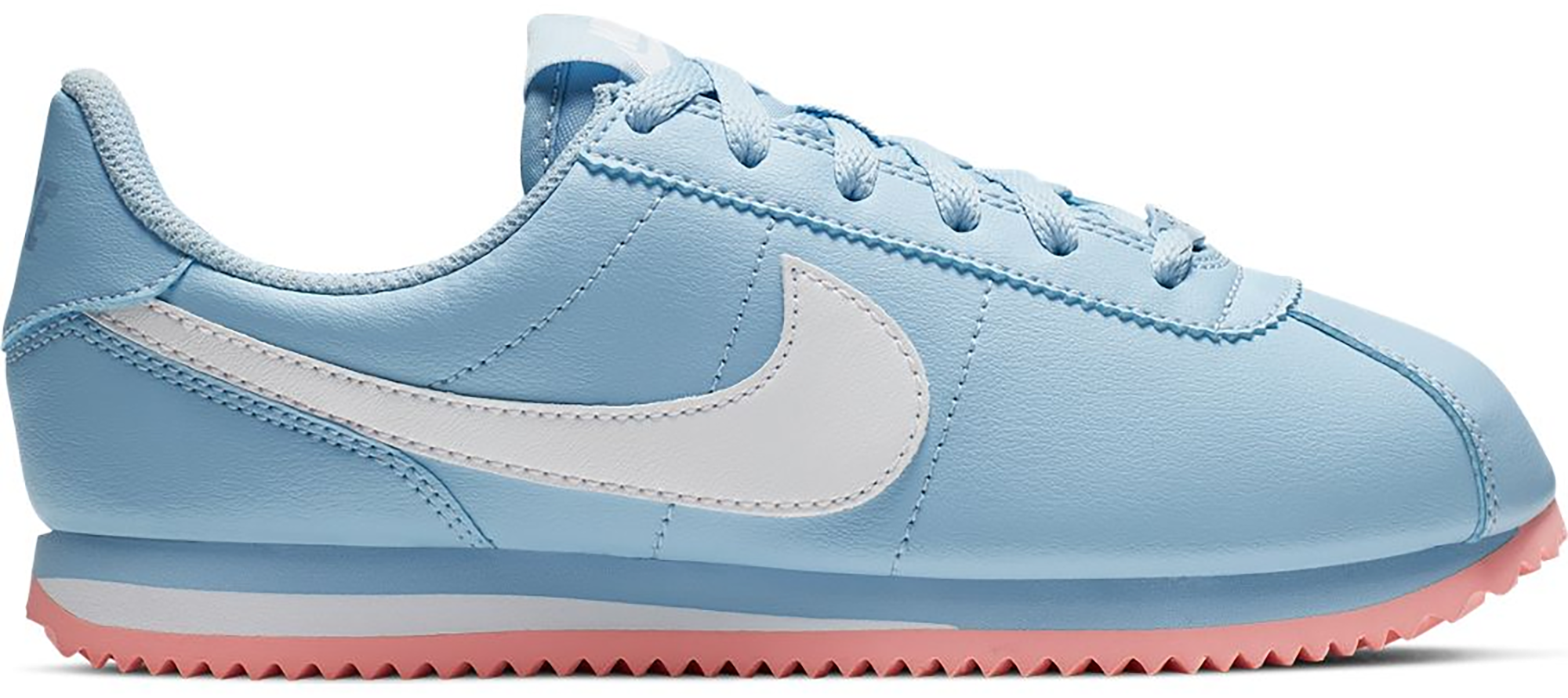 white and blue nike cortez
