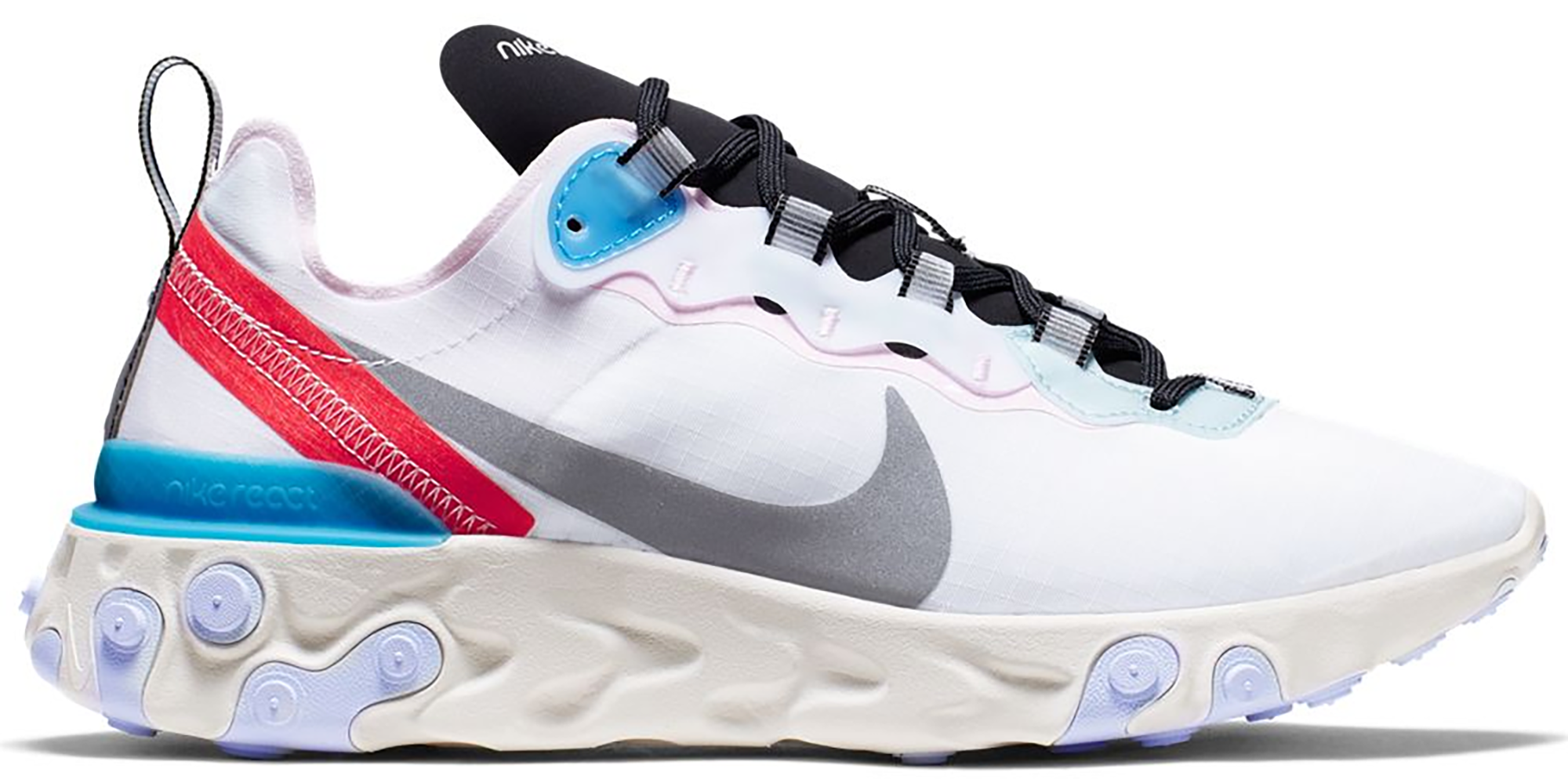 white and blue nike react element 55