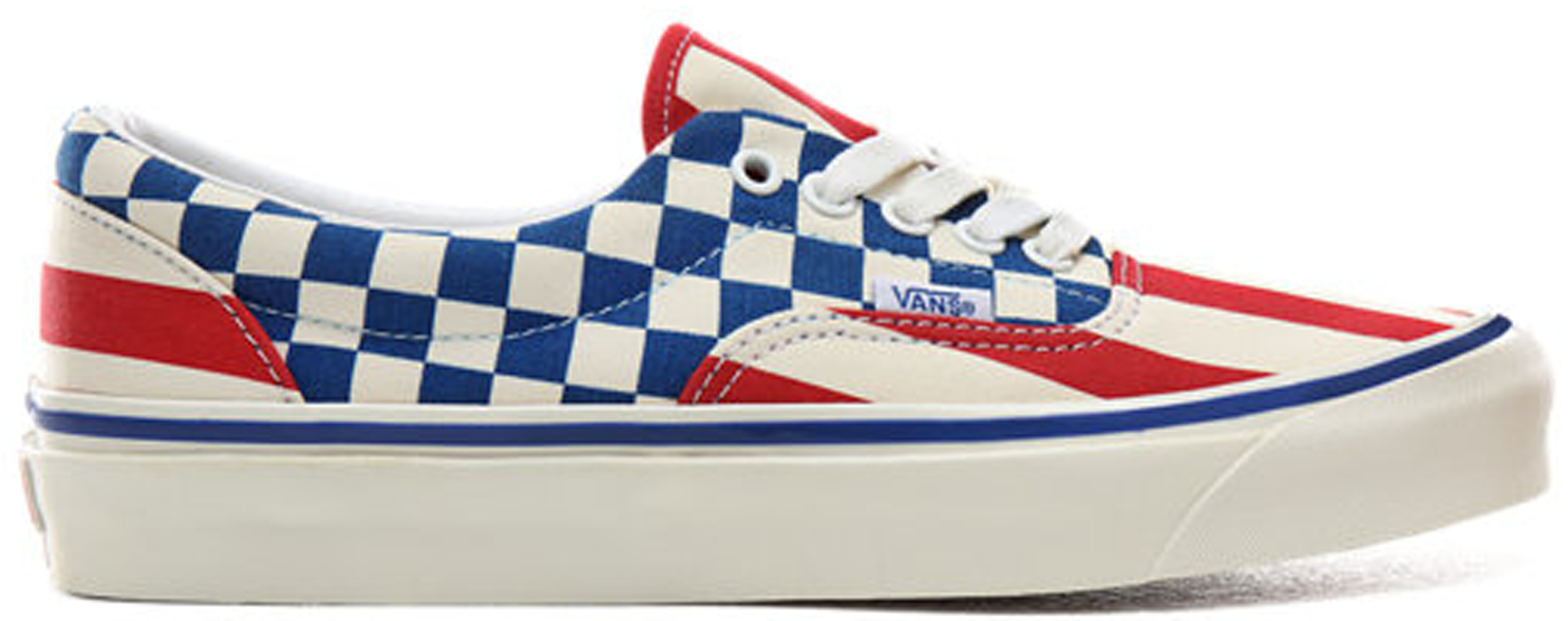 red and blue checker vans