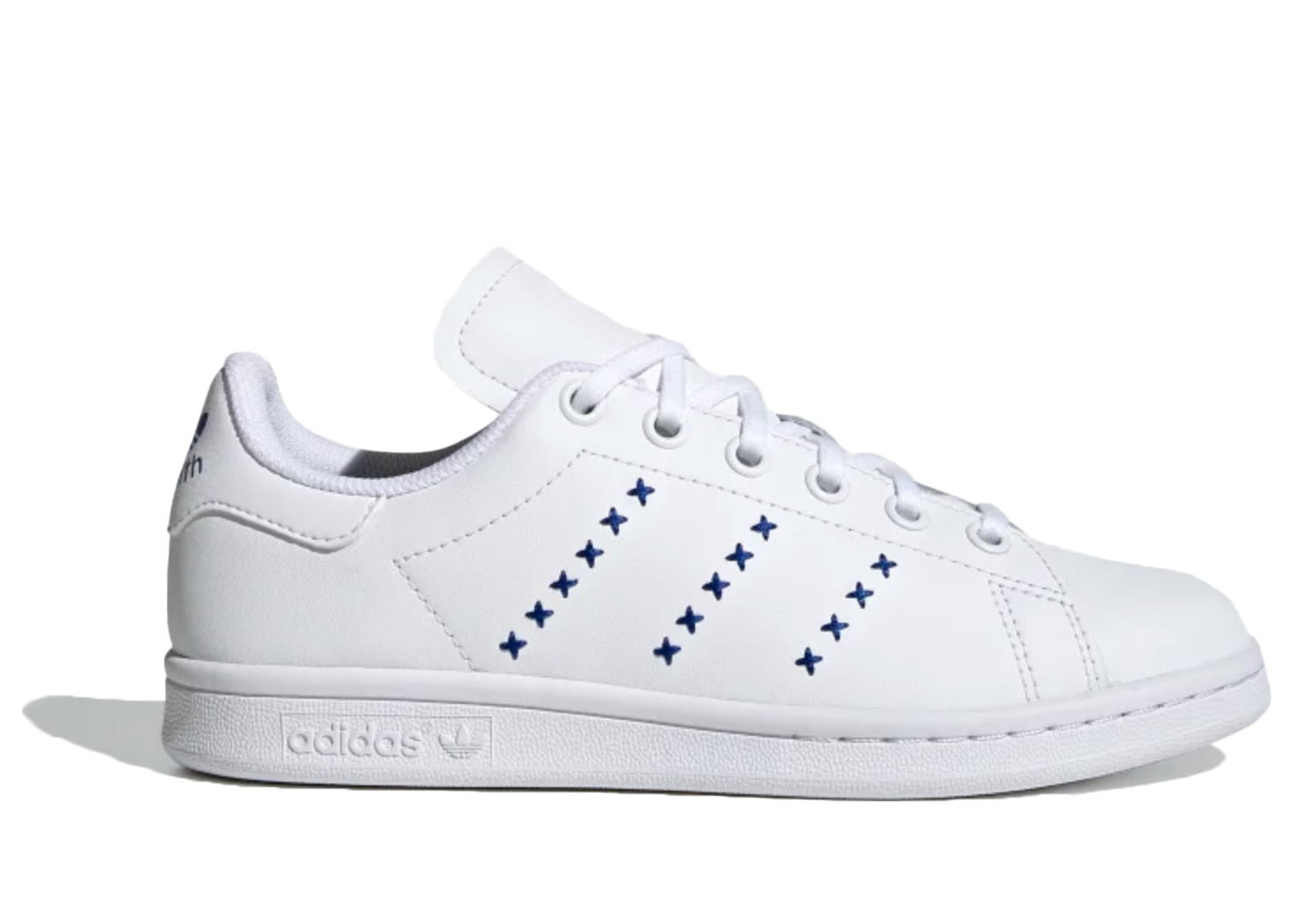 white and blue stan smith sneakers