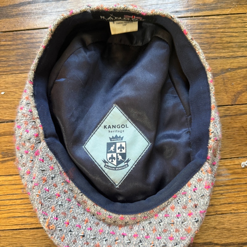 Kangol Speckled Wool Blend Flat Cap Beige Multi