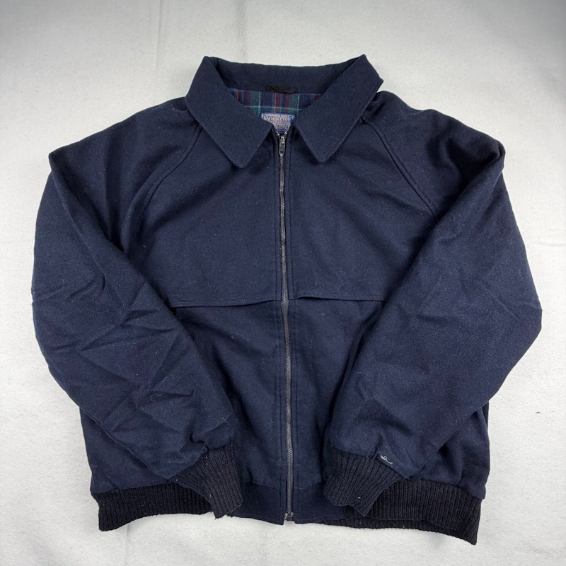 Pendleton Wool Zip-Front Bomber Jacket Navy