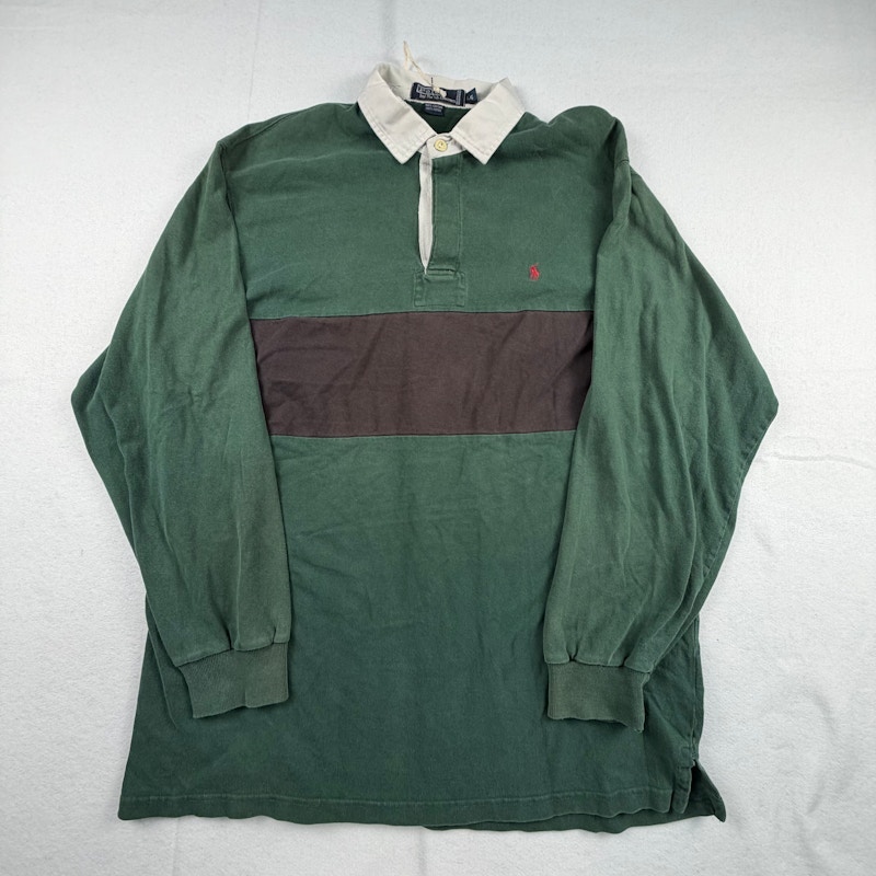 Polo Ralph Lauren Long Sleeve Rugby Shirt Green and Brown