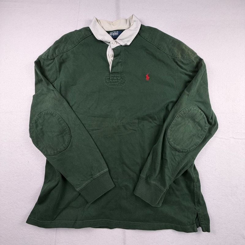 Polo Ralph Lauren Long Sleeve Rugby Shirt Green White
