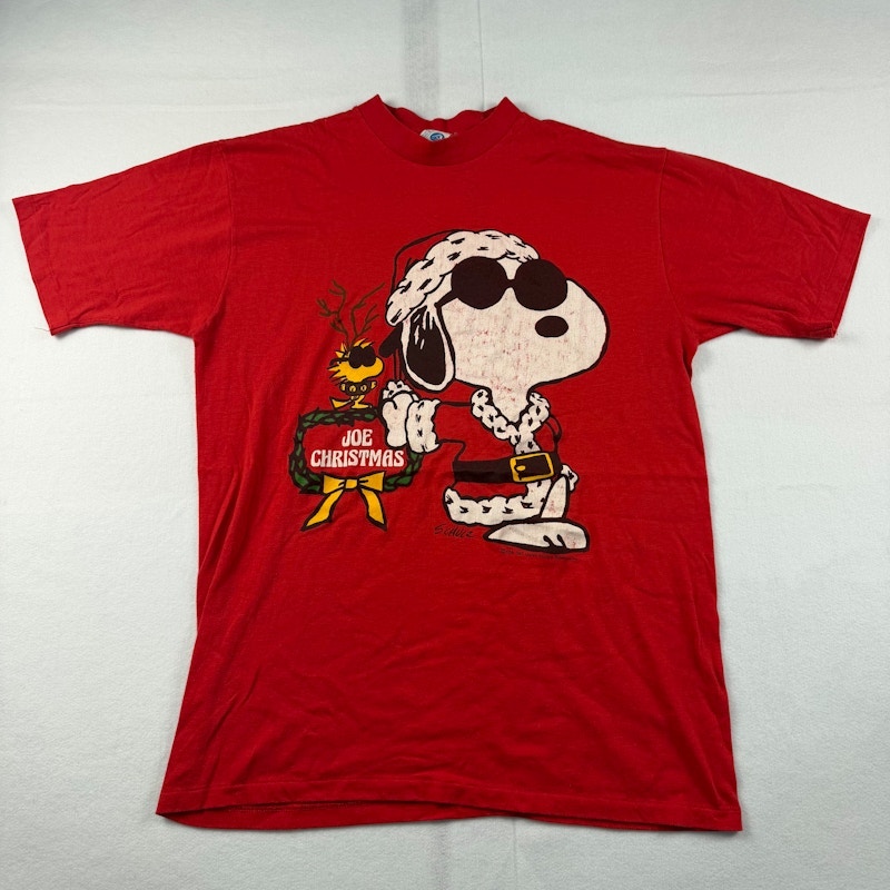 Artex Peanuts Snoopy Joe Christmas T-Shirt Red
