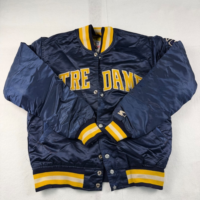 Starter Notre Dame Fighting Irish Satin Varsity Jacket Blue