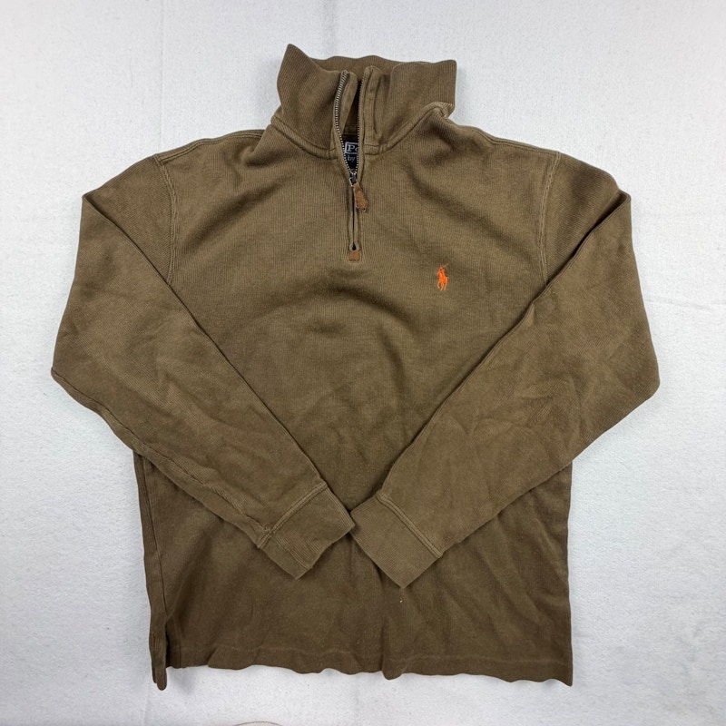 Polo by Ralph Lauren Quarter-Zip Ribbed Pullover Brown