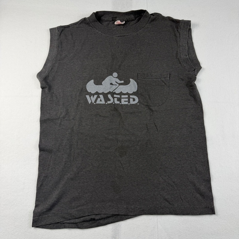 Royal Vintage Wasted Canoe Graphic Sleeveless Shirt Black