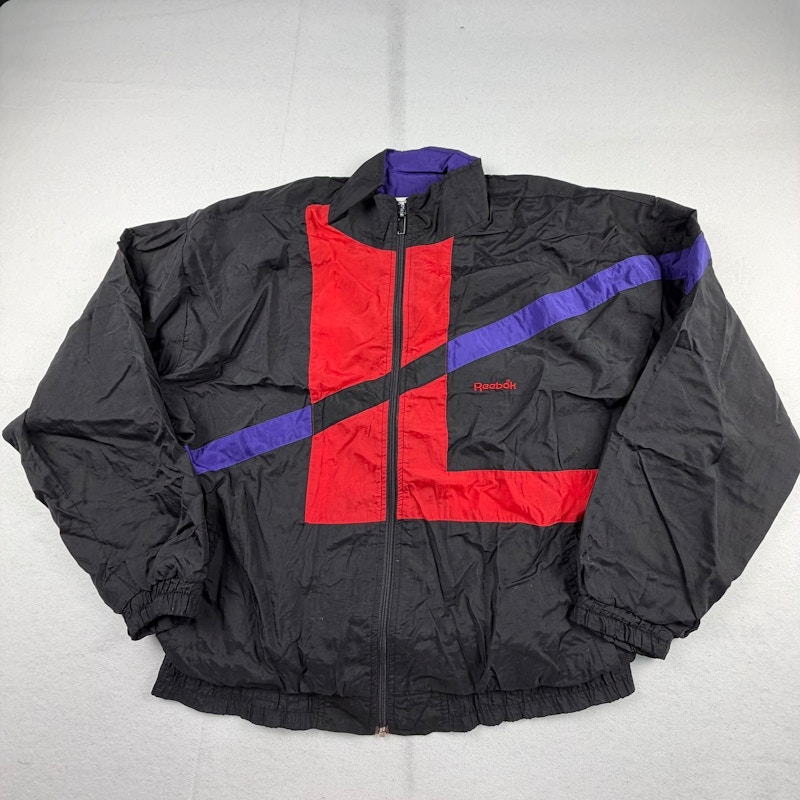 Reebok Color Block Windbreaker Jacket Black/Red/Purple