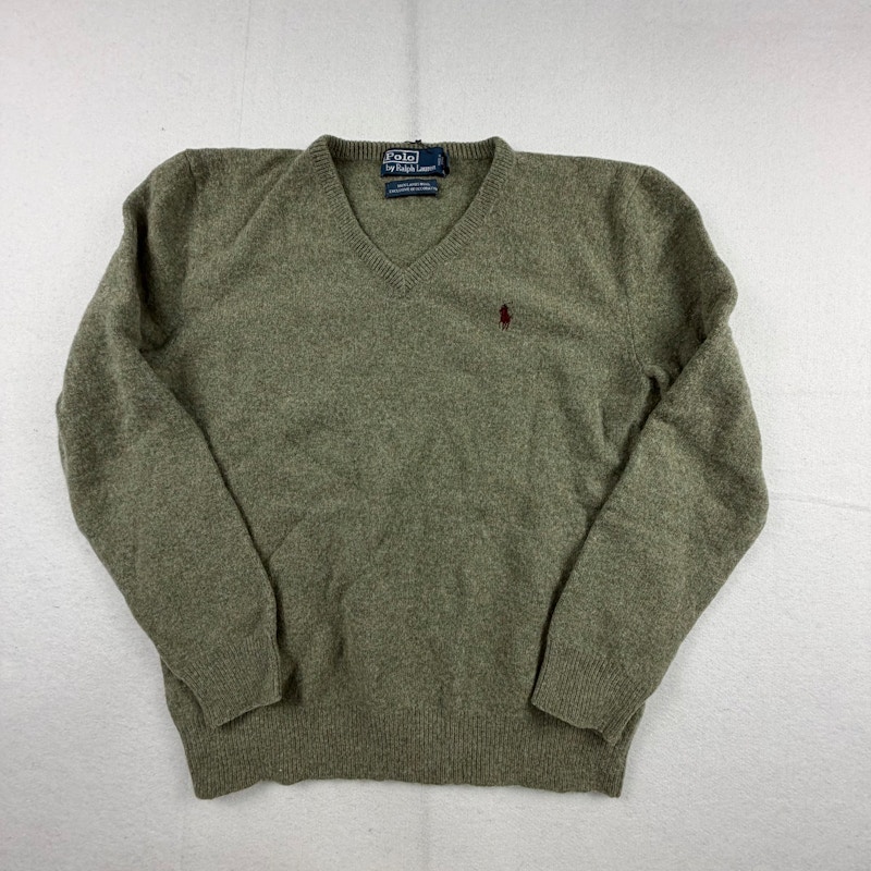 Polo by Ralph Lauren Lambs Wool V-Neck Sweater Green