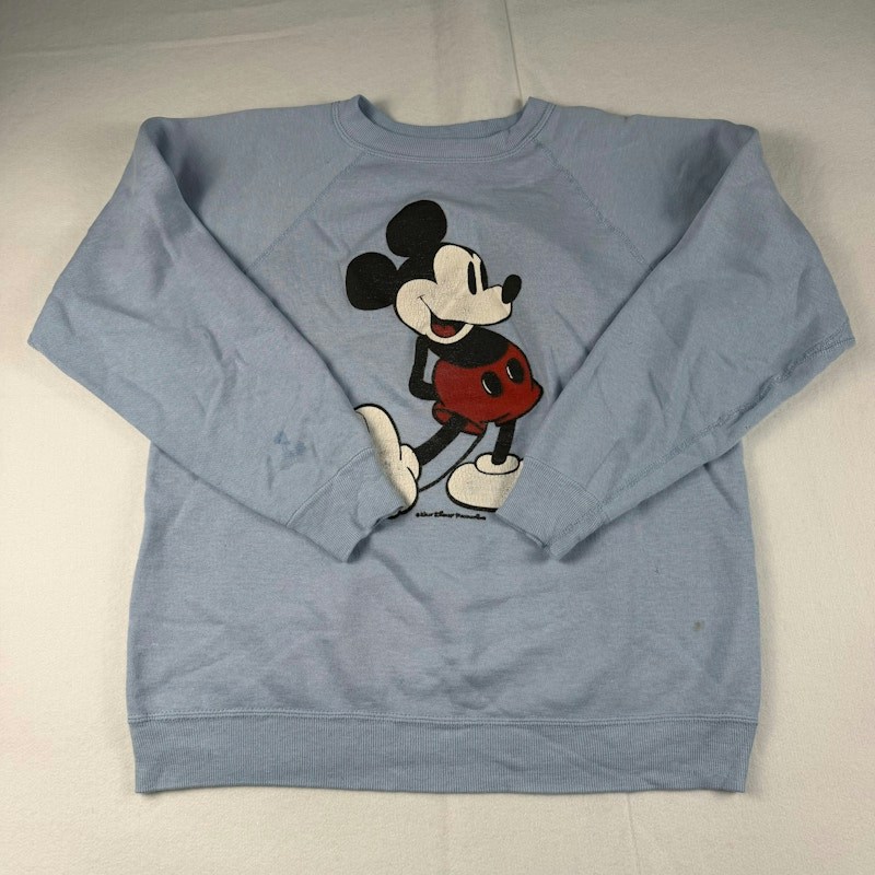 Felpa girocollo vintage Disney Mickey Mouse blu chiaro